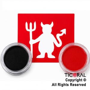 KIT MAQUILLAJE ARTISTICO DIABLITO NEGRO Y ROJO ( 4 GR) + STENCIL